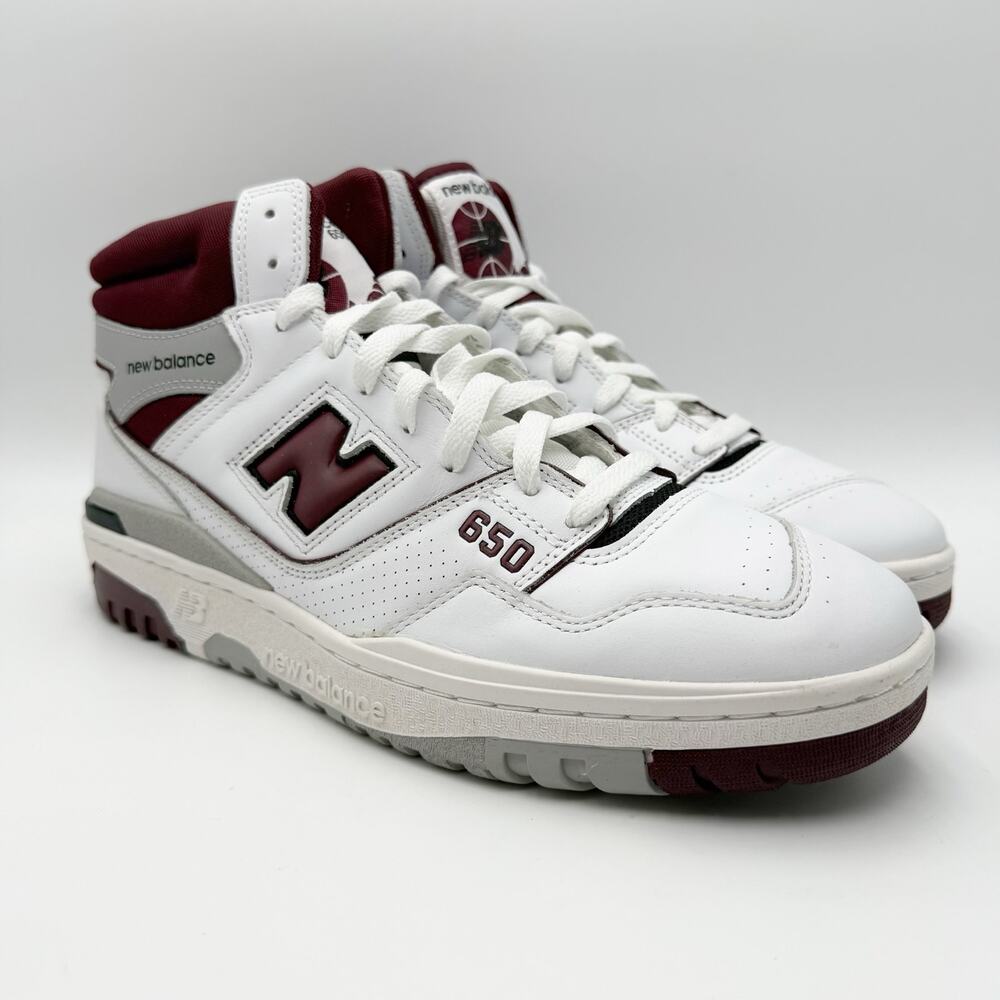 New Balance Mens 650r High Top Sneakers Size 11 EU 45 White Burgundy EUC